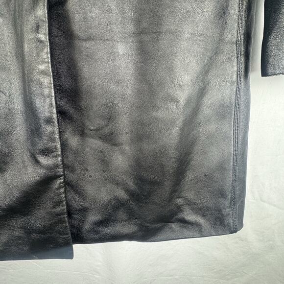 Neiman Marcus Women’s Medium (M) Black Genuine Leather Overcoat Jacket, Classic - Picture 8 of 11